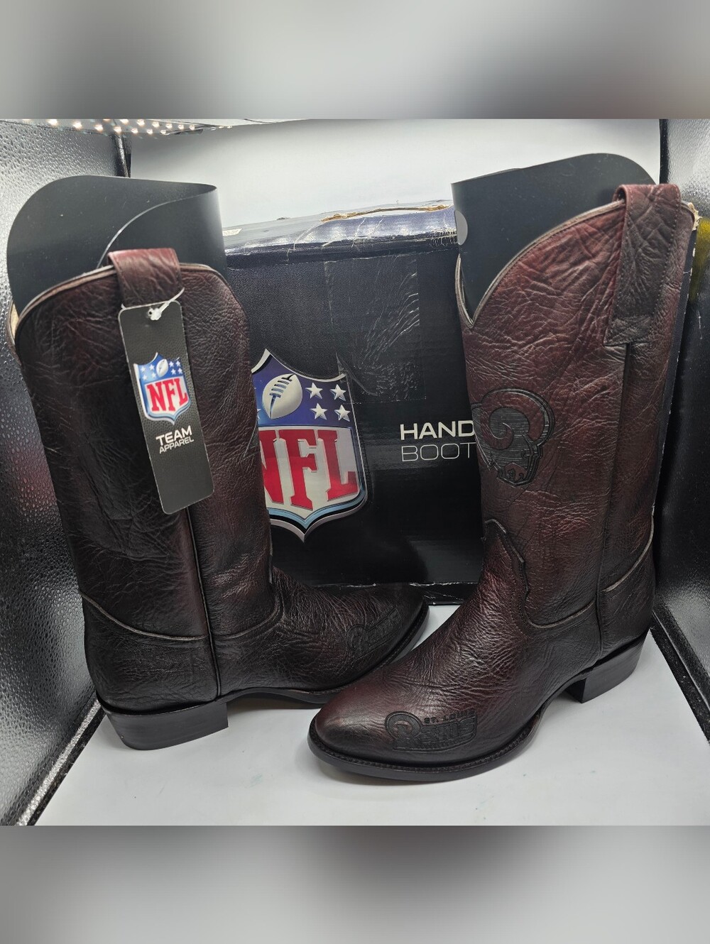 NFL Men’s Size 10 Dark Brown L.A Rams Embroidered Western Boots
